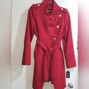NWT Red Peacoat Guess M